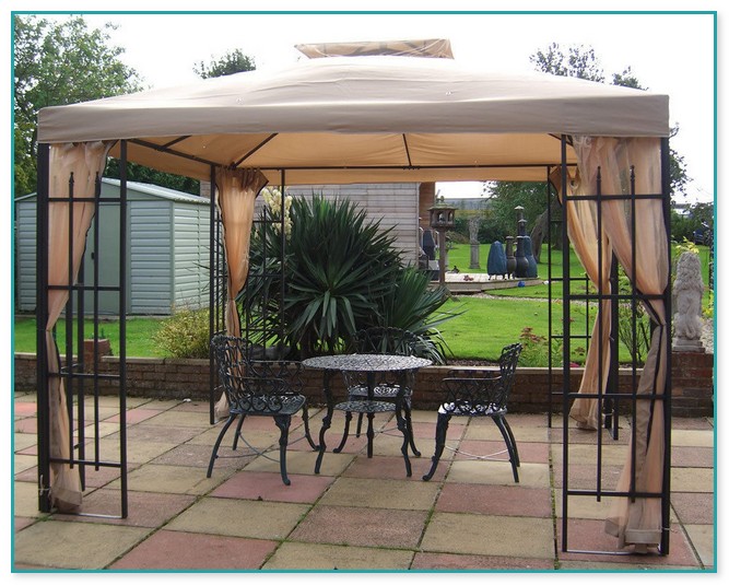 Steel Frame Gazebo With Curtains