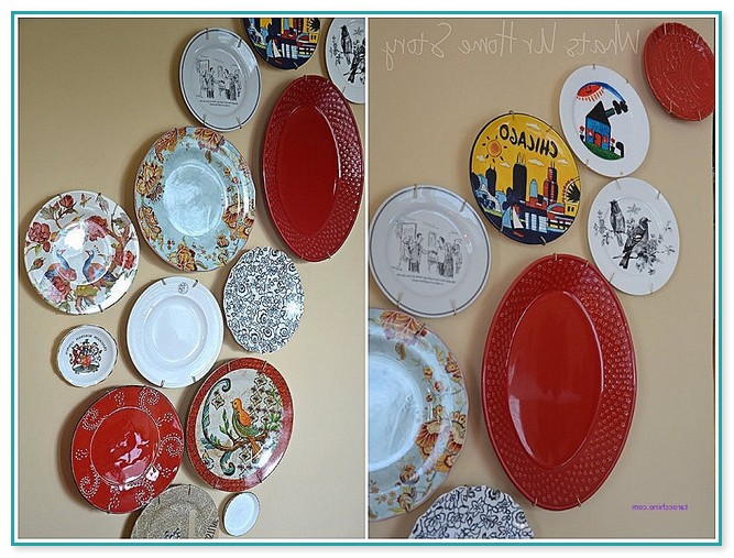 Red Decorative Plates Wall