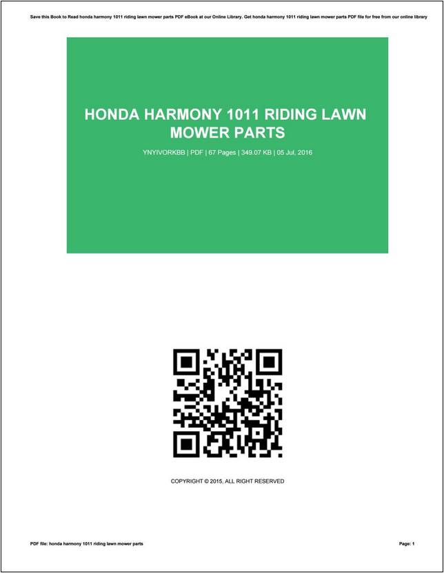 Honda Harmony 1011 Riding Lawn Mower Parts