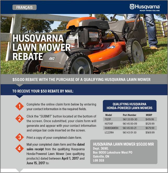 Husqvarna Lawn Mower Mail In Rebate