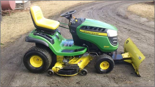 John Deere Riding Lawn Mower With Snow Plow Attachment