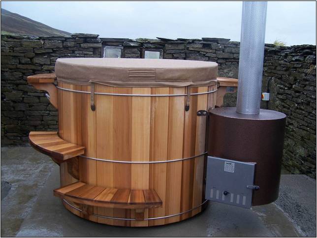 Wood Fired Hot Tub With External Heater